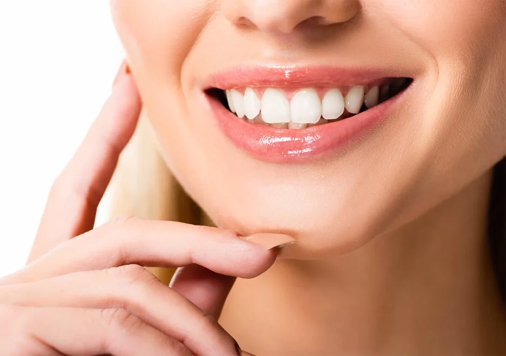 A close view of a smile representing cosmetic dentistry